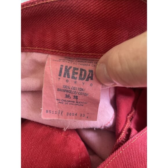 Ikeda 34X32 90s High Waisted Tapered Red Jeans Vintage Y2K Boyfriend Mom Jeans - Picture 8 of 8